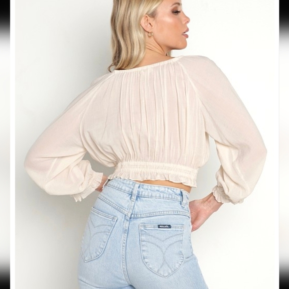 Spell Harmony Crochet Crop Peasant Blouse - Picture 15 of 15